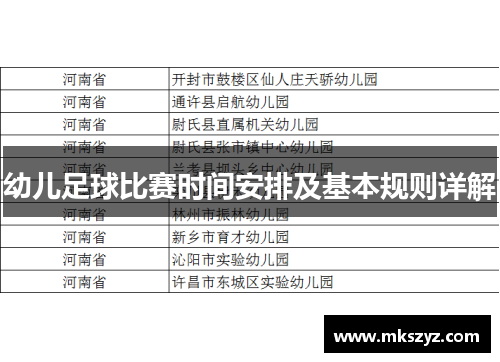 幼儿足球比赛时间安排及基本规则详解
